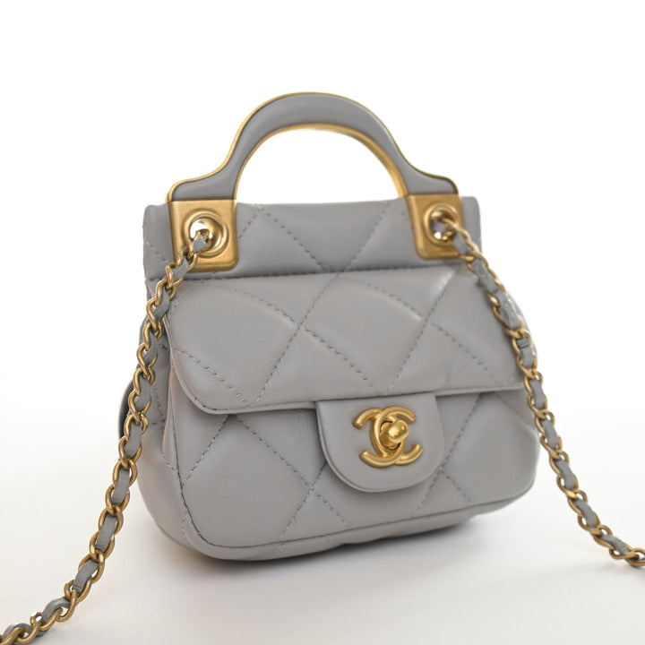Chanel Lambskin Lady Flap Card Holder With Chain