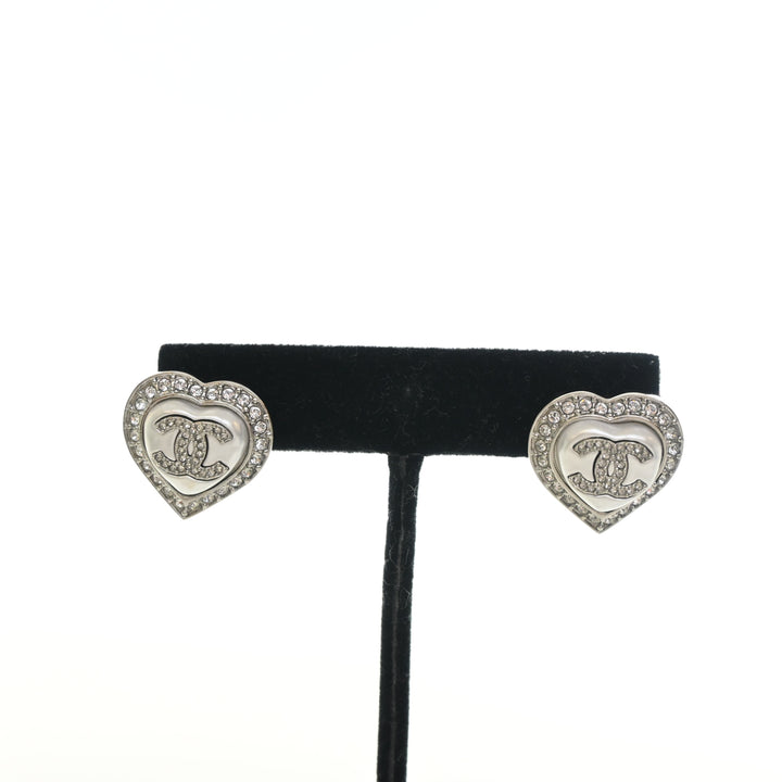 Chanel Pearl CC Heart Earrings
