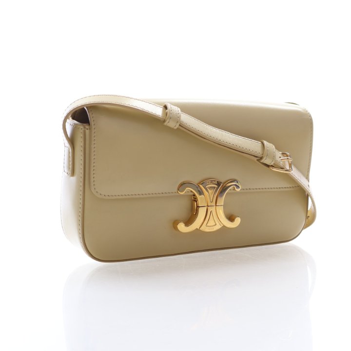 Celine Shiny Calfskin Triomphe Claude Shoulder Bag