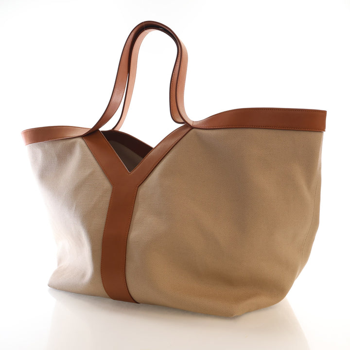 Saint Laurent Canvas Calfskin Y Tote