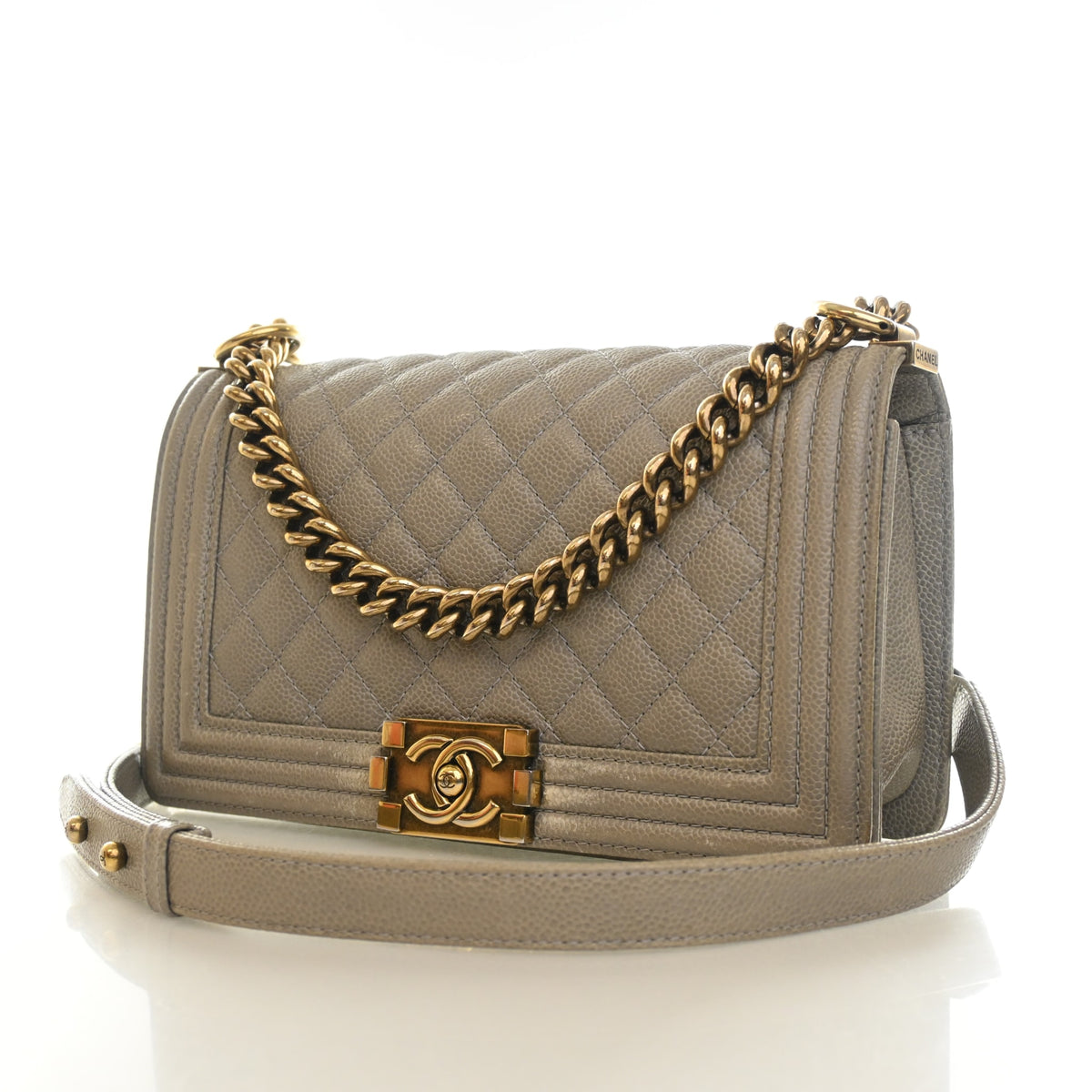 Pre-Owned Chanel Boy Bag Medium Caviar Leather, front view, photo 3 of 22
