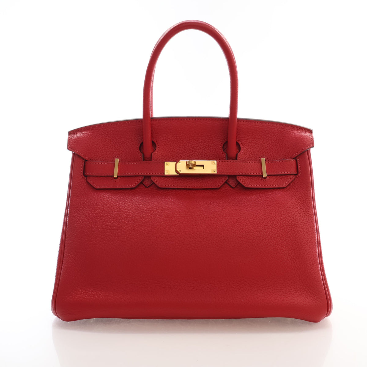 Pre-Owned Hermès Birkin 30 Rouge Casaque Togo Leather, front view, authenticated at Luxe Du Jour