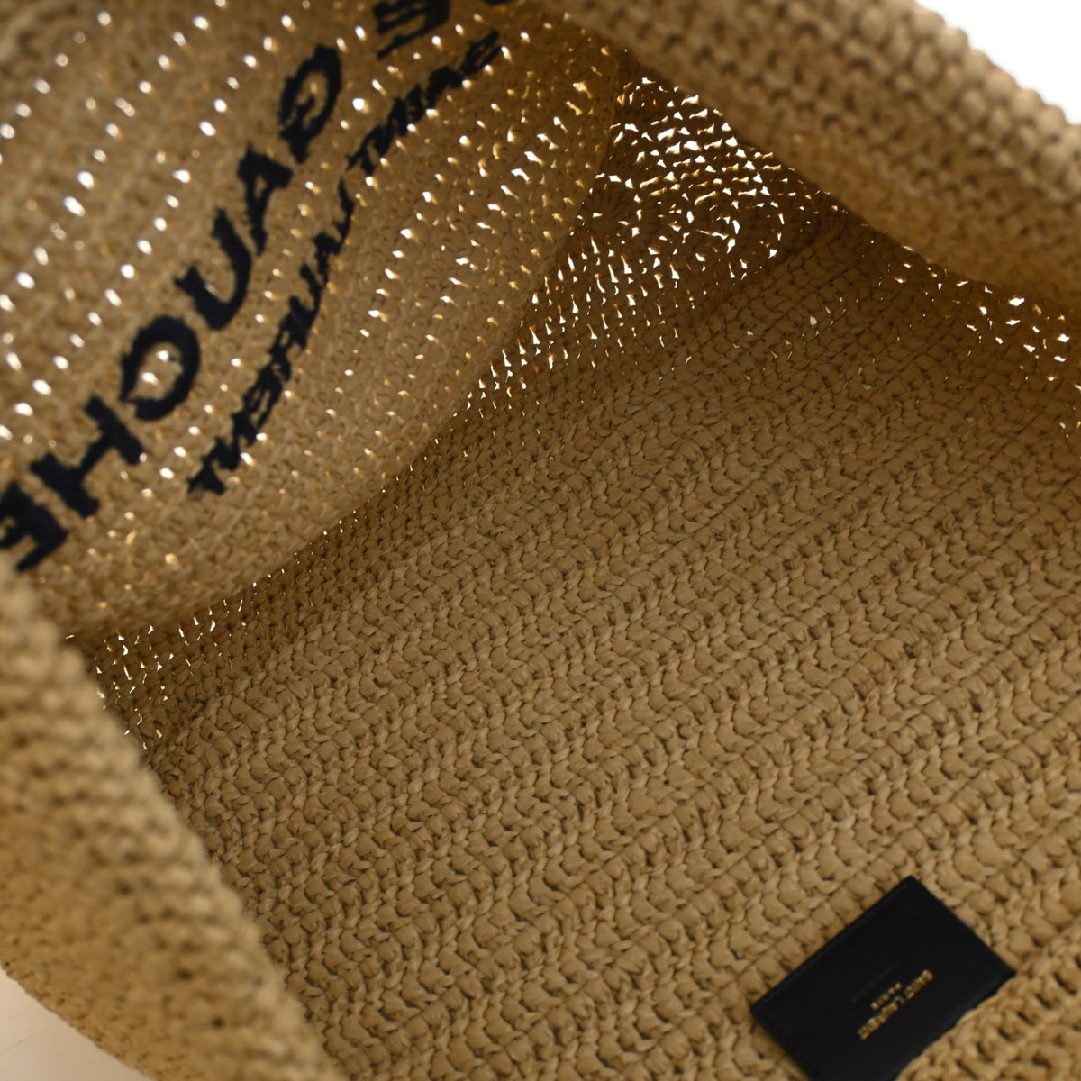 Pre-Owned Saint Laurent Tote Large Raffia Rive Gauche, open interior with lining