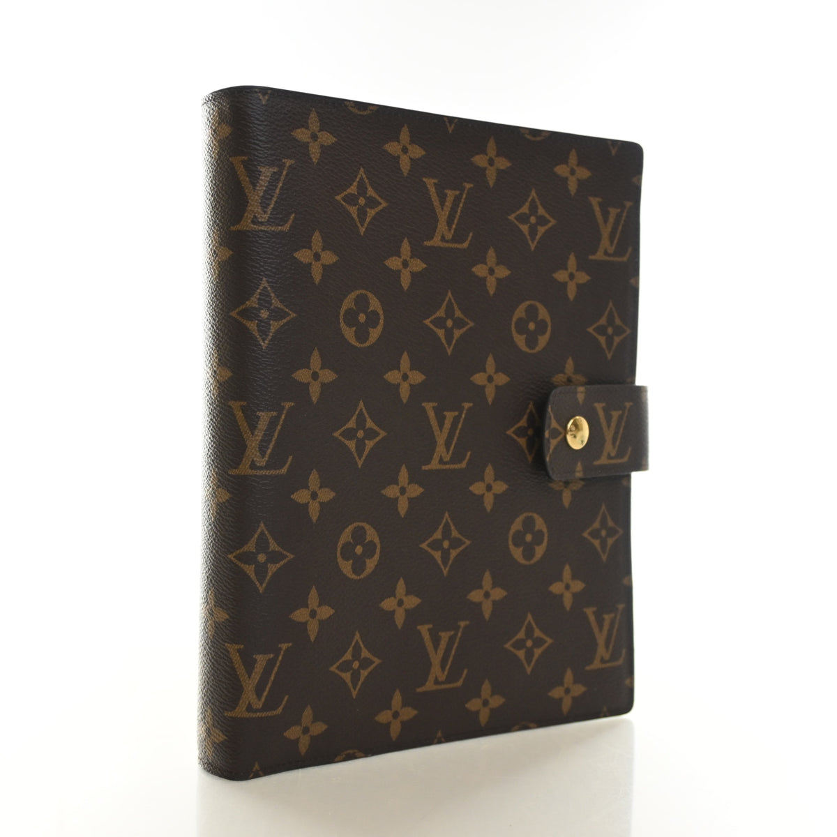 Pre-Owned Louis Vuitton Ring Large Monogram Agenda, three-quarter view, authenticated at Luxe Du Jour