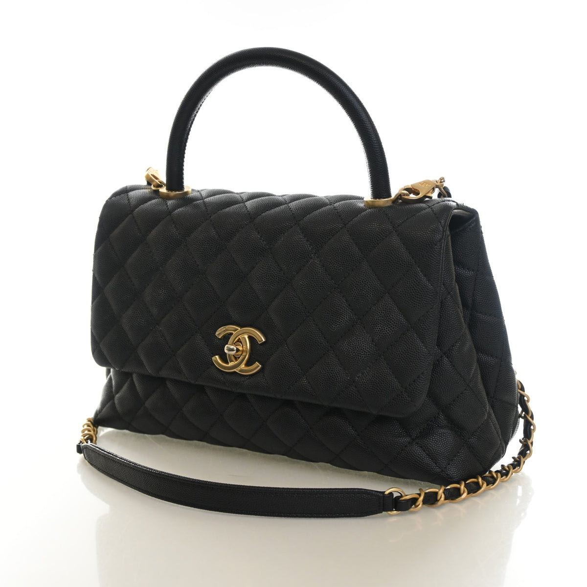 Pre-Owned Chanel Coco Handle Medium Caviar Leather Bag, front view, photo 3 of 14