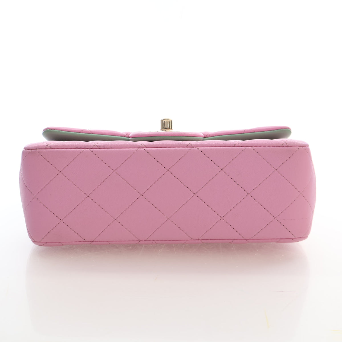 Pre-Owned Chanel Classic Flap Mini Lambskin Rectangular Top Handle Bag, base and feet view, photo 9 of 20