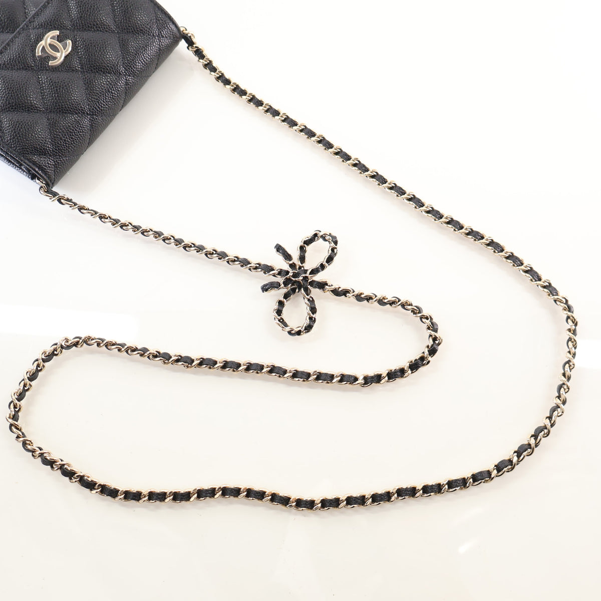 Chanel Mini Caviar Ribbon Chain Cardholder Crossbody, photo 10 of 16
