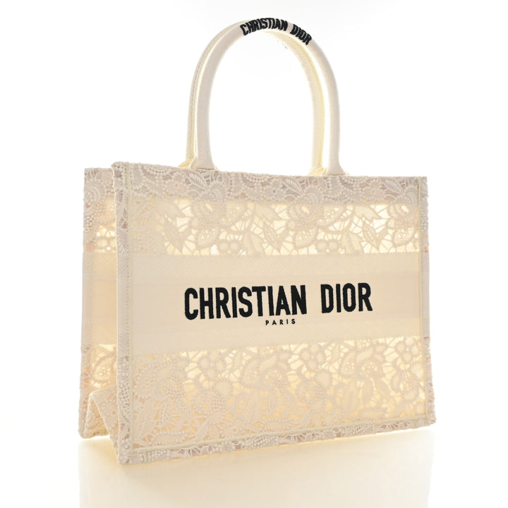 Christian Dior Medium Embroidered D Lace Book Tote