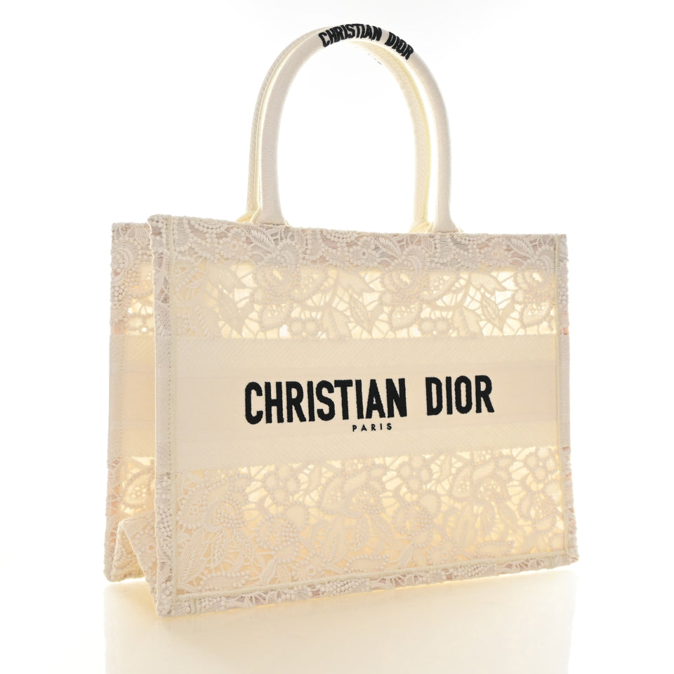 Christian Dior Medium Embroidered D Lace Book Tote