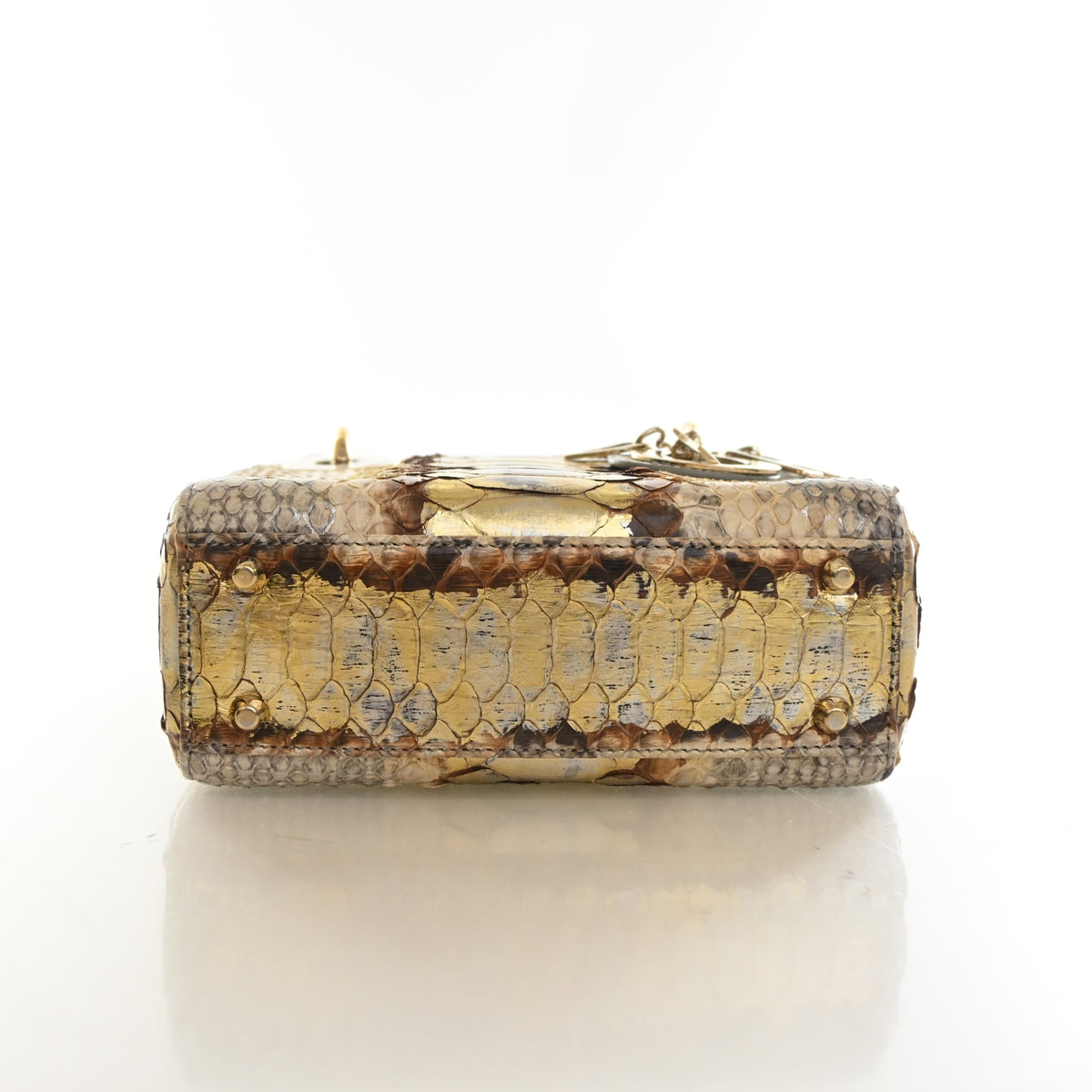 Pre-Owned Christian Dior Lady Dior Mini Python, base and feet view