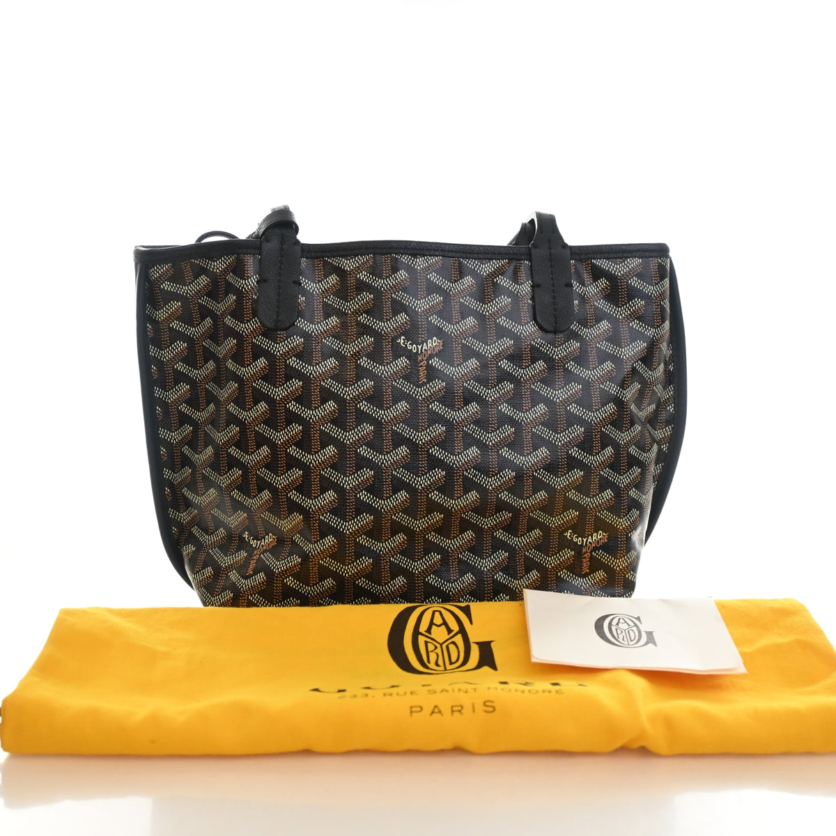 Pre-Owned Goyard Mini Goyardine Anjou, shown with dust bag and packaging