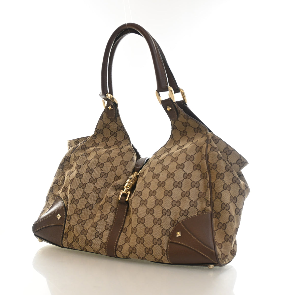 Vintage Gucci Shoulder Bag GG Canvas Jackie Bardot, three-quarter view
