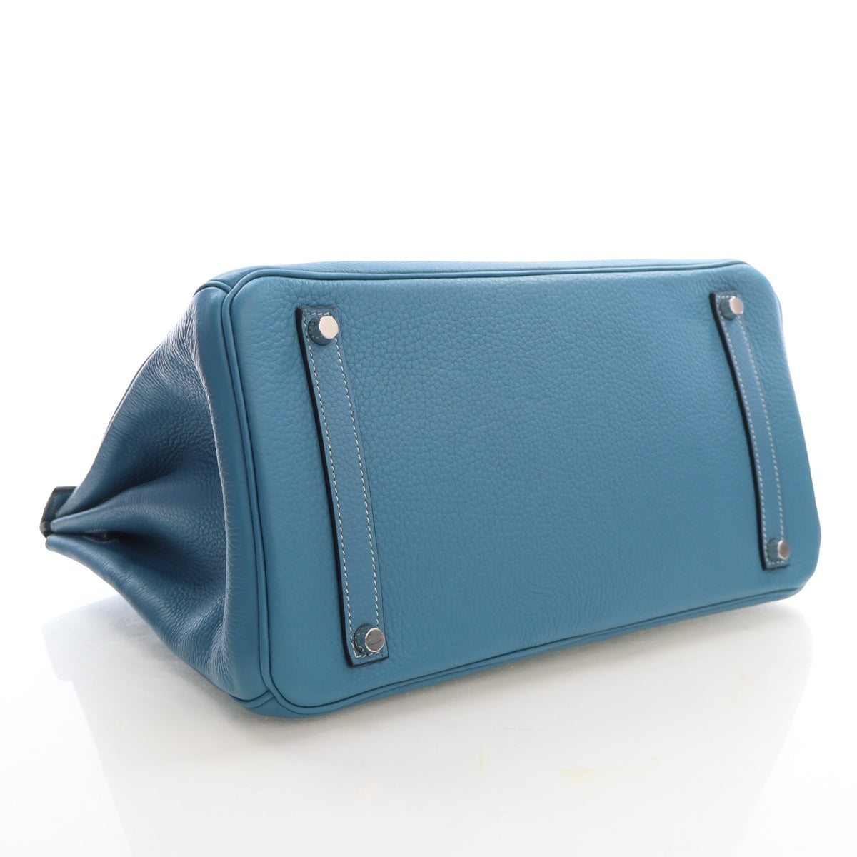 Pre-Owned Hermès Birkin 35 Blue Jean Togo Leather, base and feet view