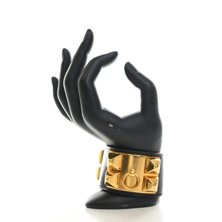 Hermes Noir Swift Collier De Chien Bracelet