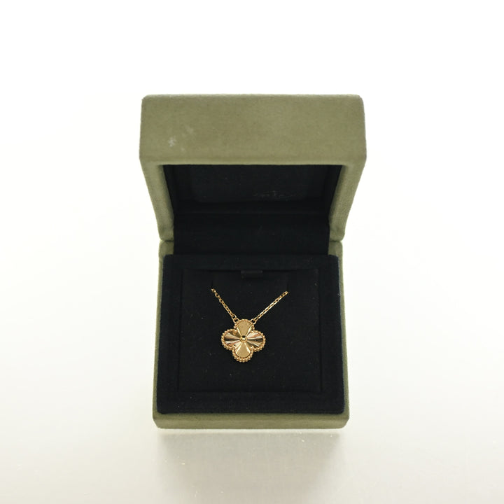 Van Cleef & Arpels 18K Yellow Gold Guilloche Vintage Alhambra Pendant