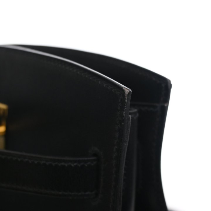 Vintage Hermès Kelly Sport MM Noir Box Calf, open interior