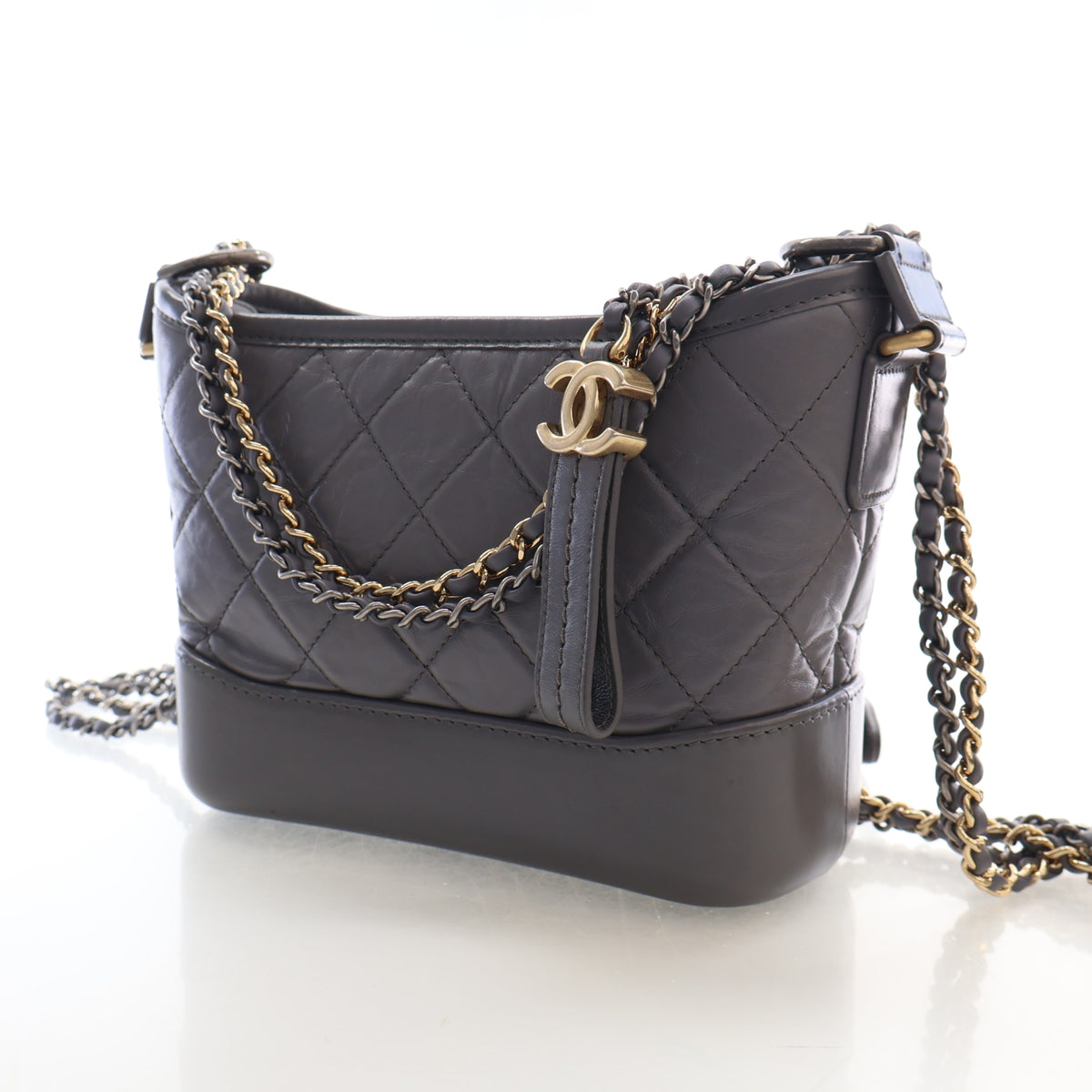Pre-Owned Chanel Hobo Aged Calfskin Gabrielle Bag, three-quarter view