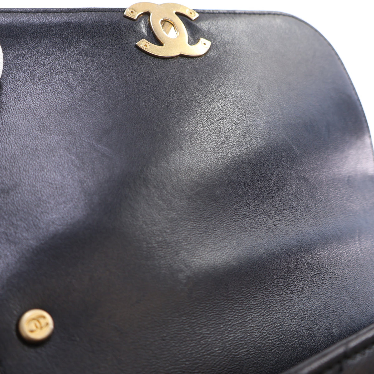 Pre-Owned Chanel Top Handle Medium Calfskin Quilted Chain Infinity Flap, open front view