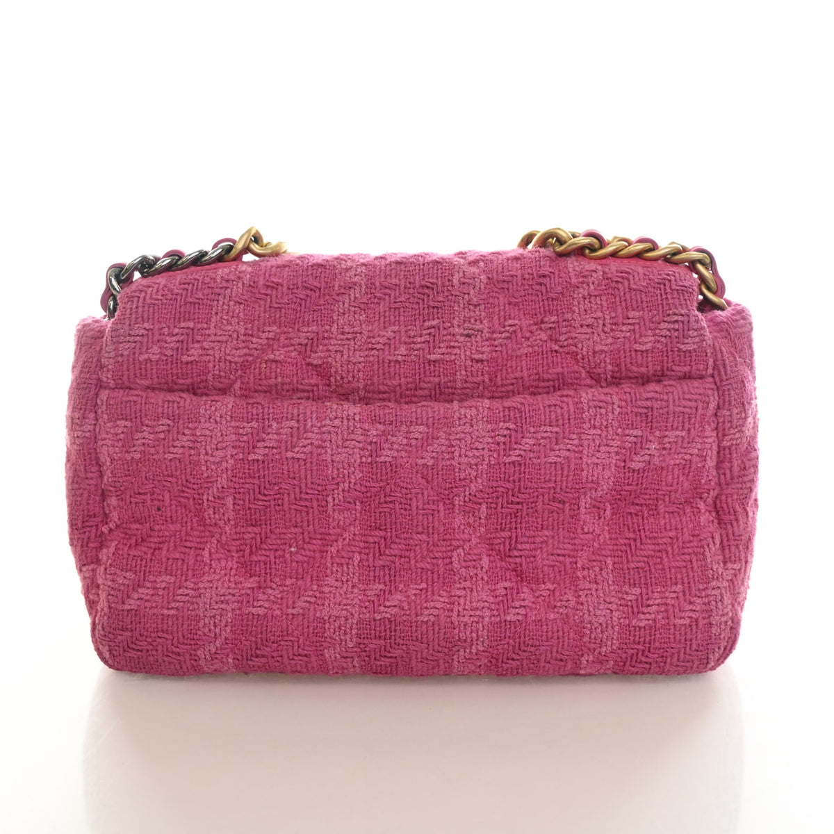 Pre-Owned Chanel 19 Flap Bag Medium Tweed, back view