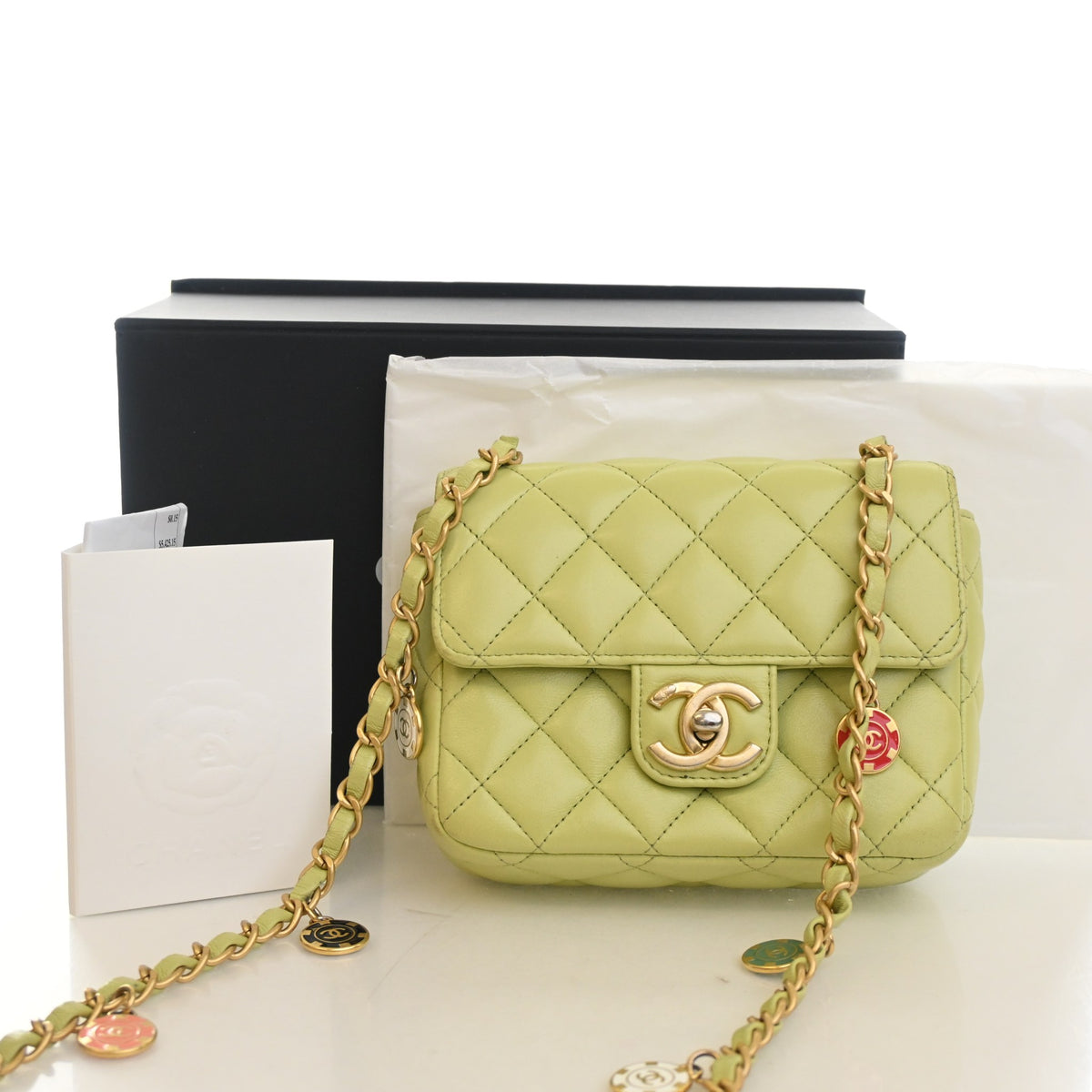Pre-Owned Chanel Flap Bag Mini Lambskin Casino Royale Square, front view