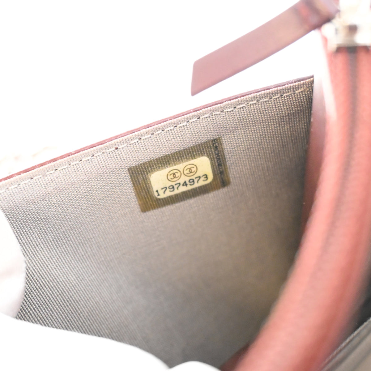 Pre-Owned Chanel Wallet On Chain 23 Caviar Leather Timeless CC WOC, interior label and date code