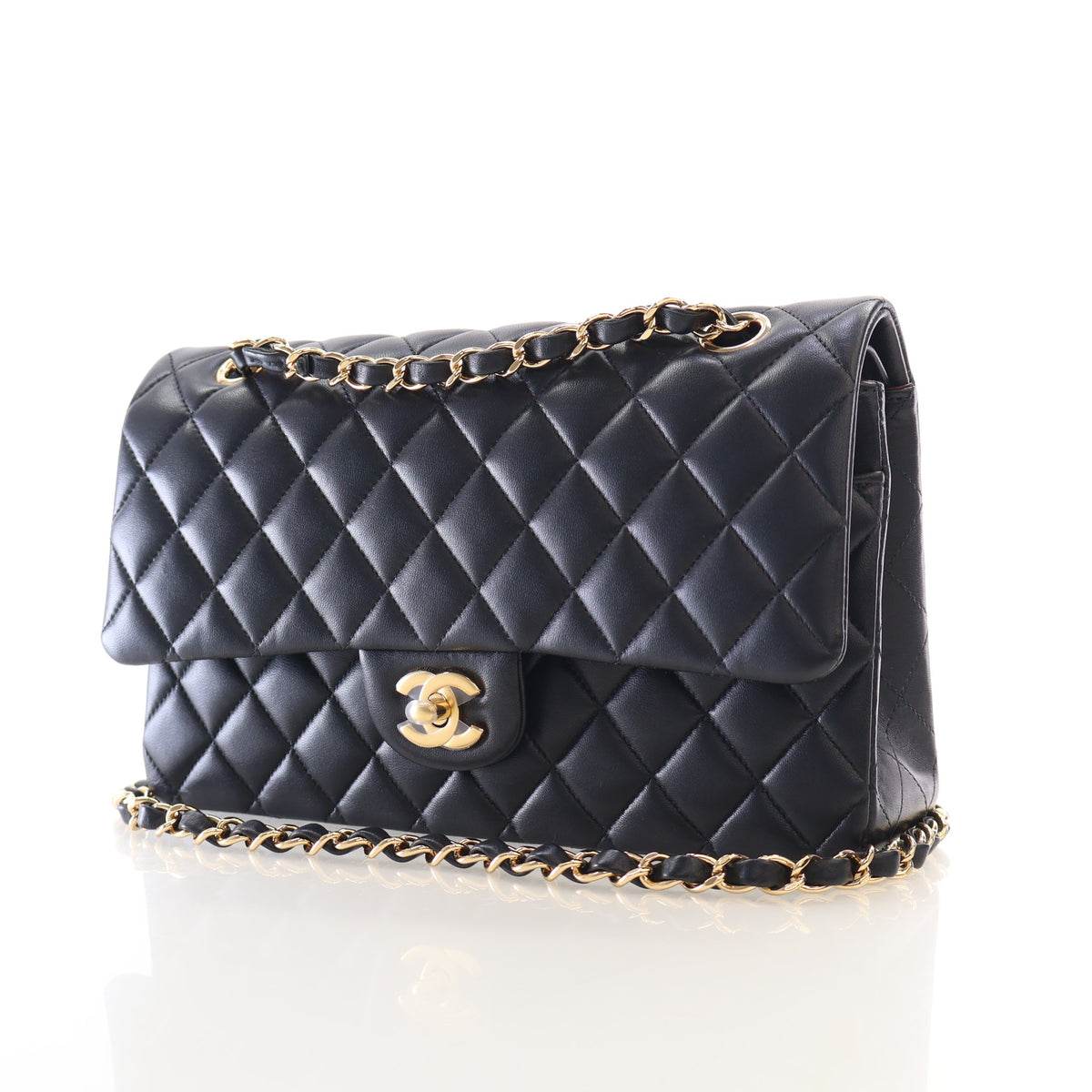 Pre-Owned Chanel Classic Double Flap Medium Lambskin Bag, front view, photo 3 of 20