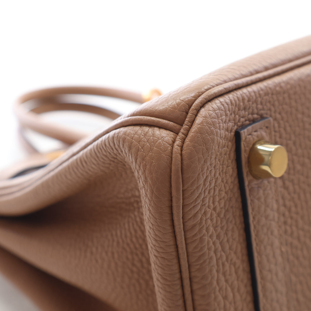 Pre-Owned Hermès Birkin 25 Chai Togo Leather, corner and edge detail