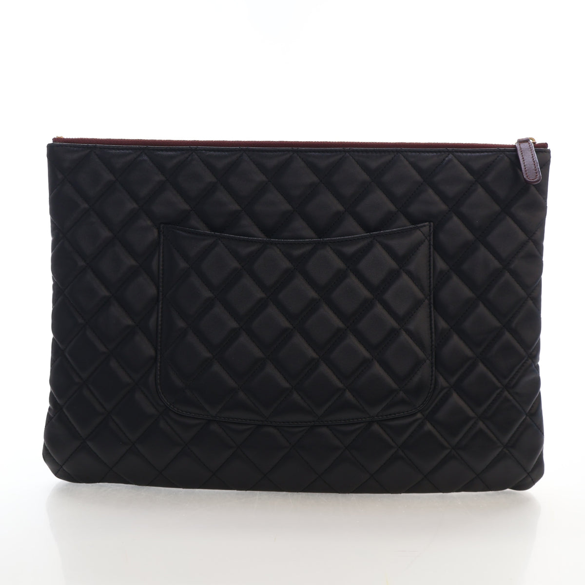 Pre-Owned Chanel Large Lambskin Pouch, front view