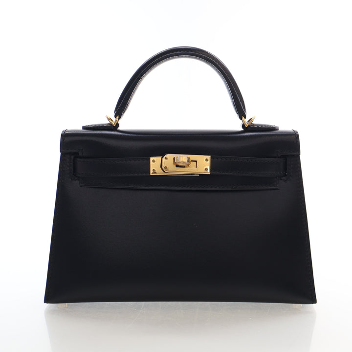 Hermes Noir Box Calf Mini Kelly 20