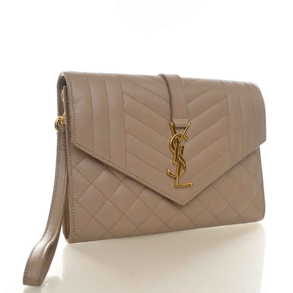 Saint Laurent Calfskin Envelope Clutch