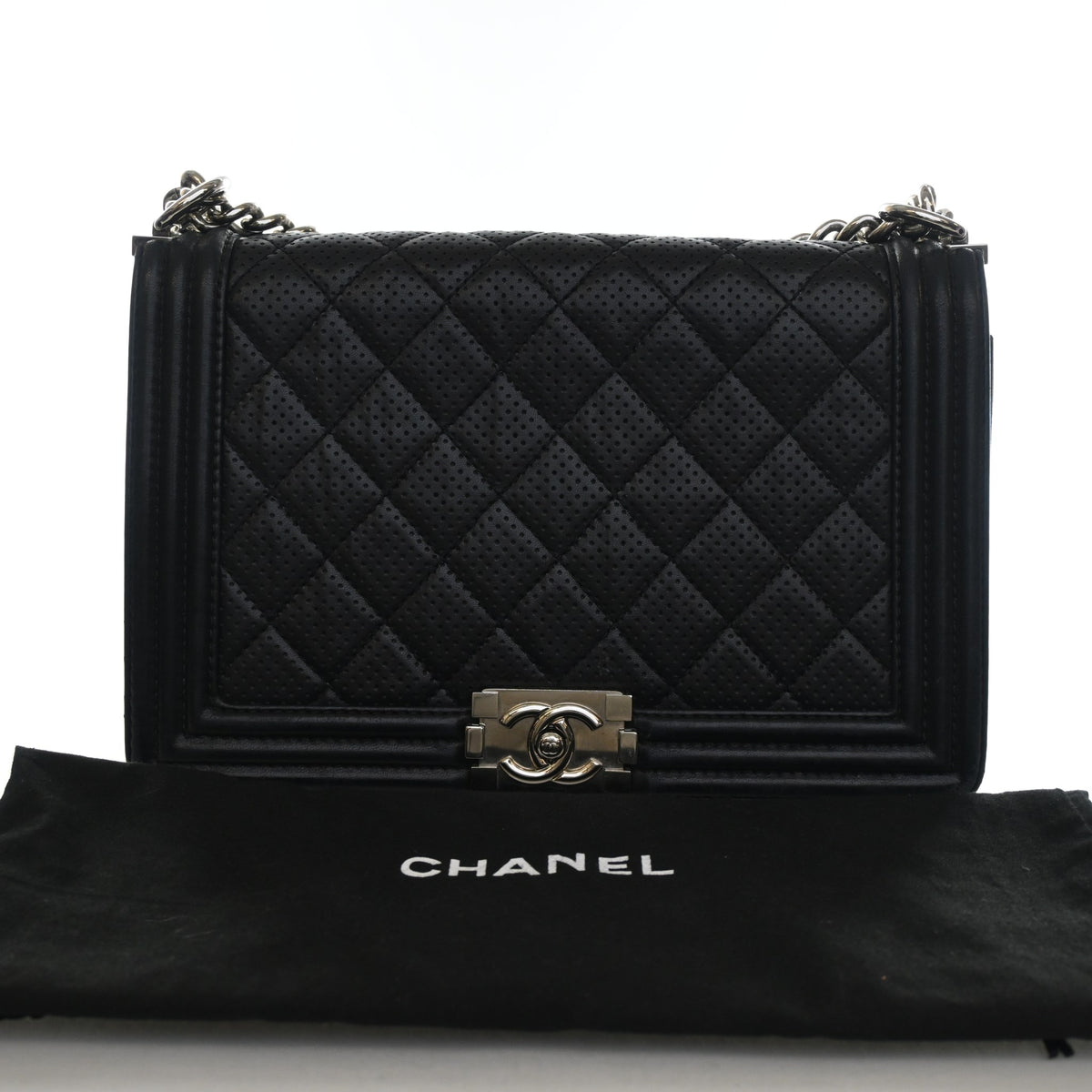 Pre-Owned Chanel Boy Bag Medium Lambskin Perforated, front view, photo 19 of 19