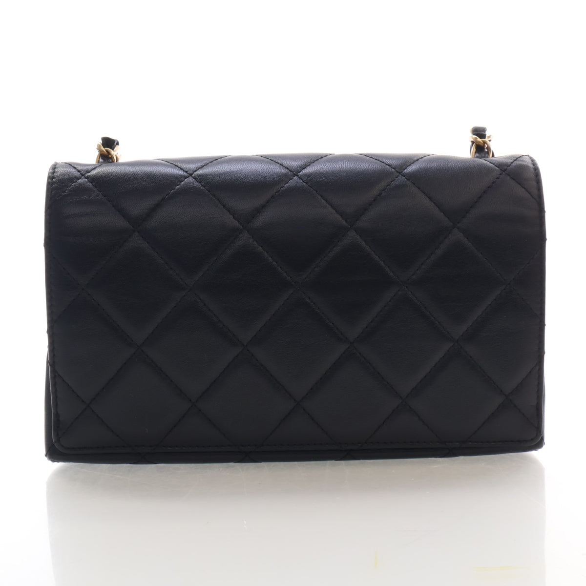 Pre-Owned Chanel Flap Bag Small Calfskin Diamond Lock, back view