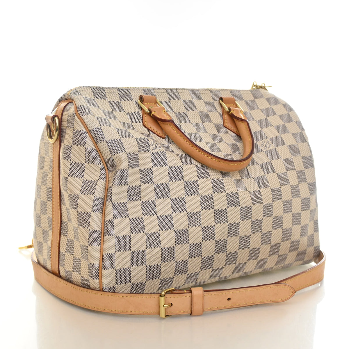 Pre-Owned Louis Vuitton Speedy Bandouliere 30 Damier Azur, three-quarter view