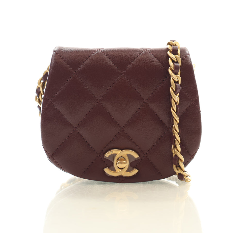 Chanel Mini Lambskin Coco Mail Clutch With Chain
