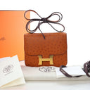 Hermes Gold Ostrich Constan...