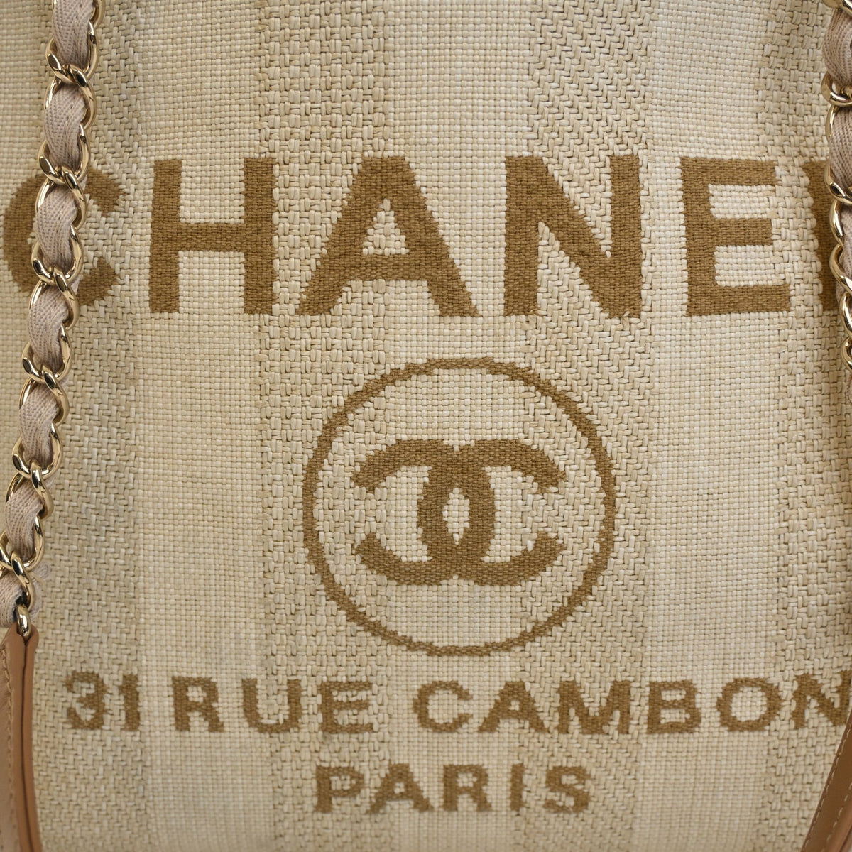 Pre-Owned Chanel Tote Small Mixed Fibers Deauville, logo detail