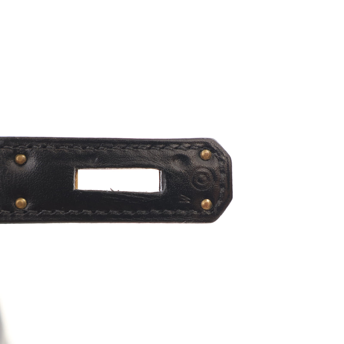 Vintage Hermès Kelly 28 Noir Box Calf, gold hardware close-up, photo 15 of 18