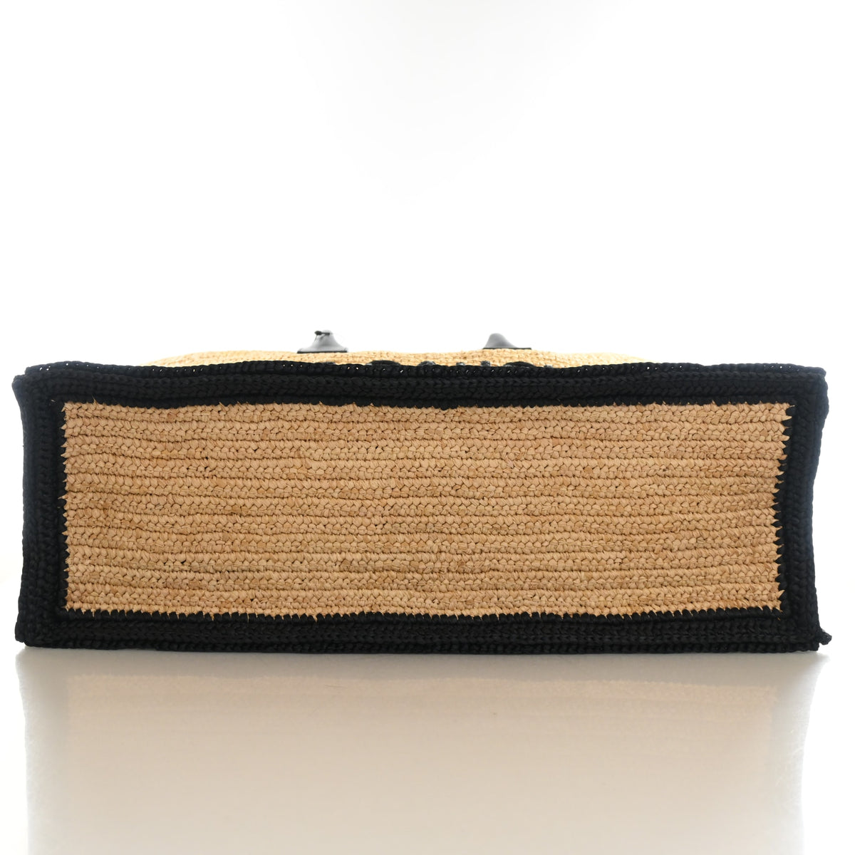 Pre-Owned Saint Laurent Tote Large Raffia Rive Gauche, base and feet view, photo 9 of 13