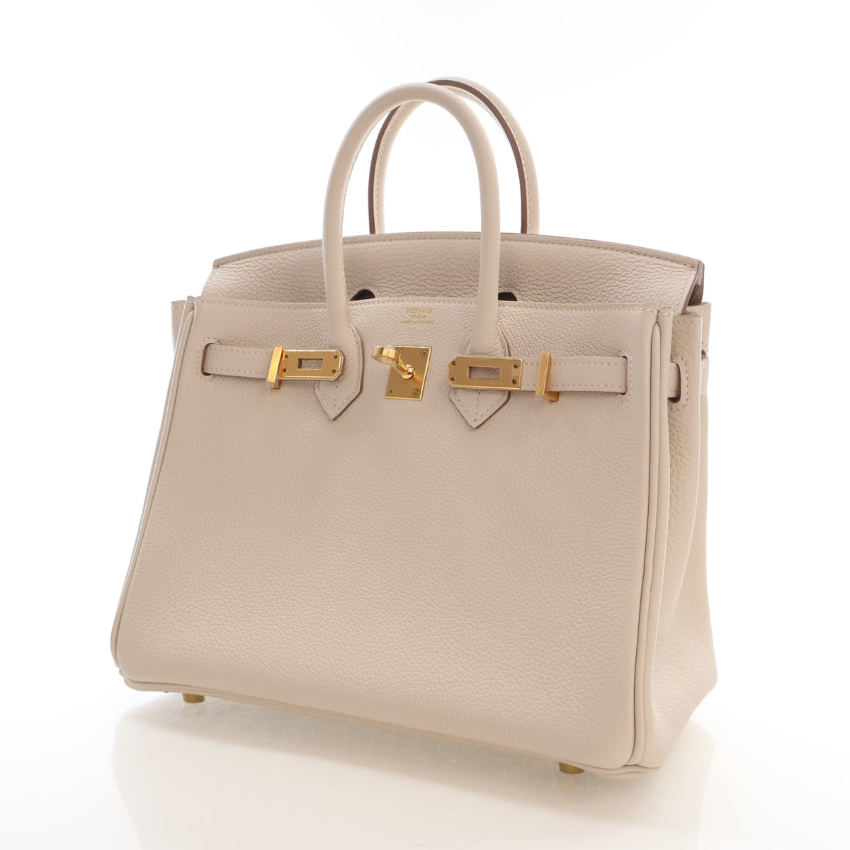 Pre-Owned Hermès Birkin 25 Craie Togo Leather, three-quarter view, photo 6 of 20