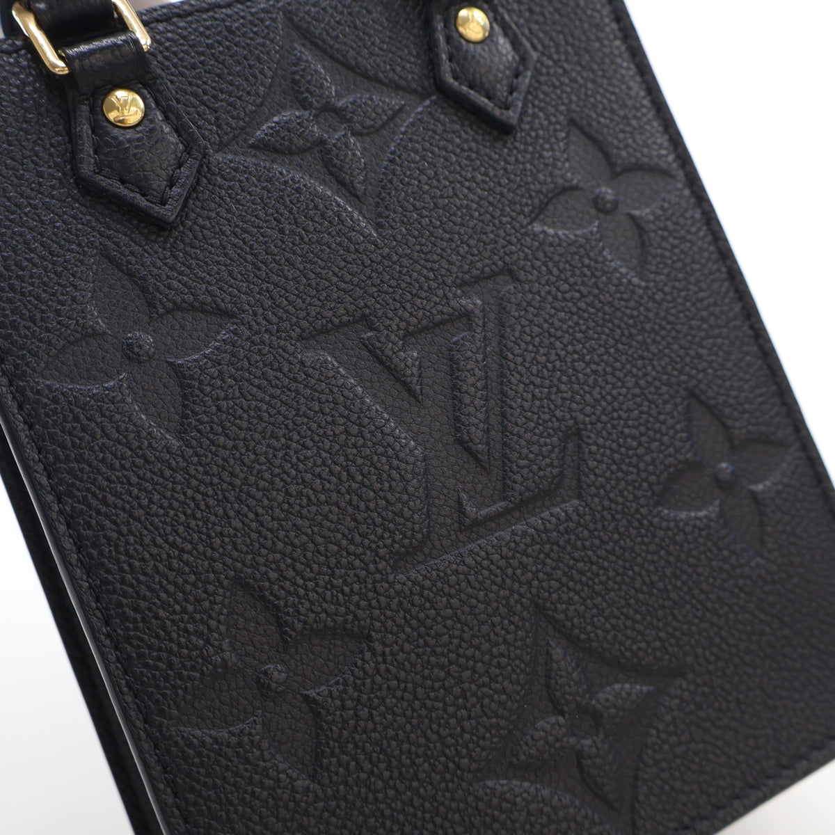 Pre-Owned Louis Vuitton Sac Plat Petit Monogram Empriente, gold embossed logo detail
