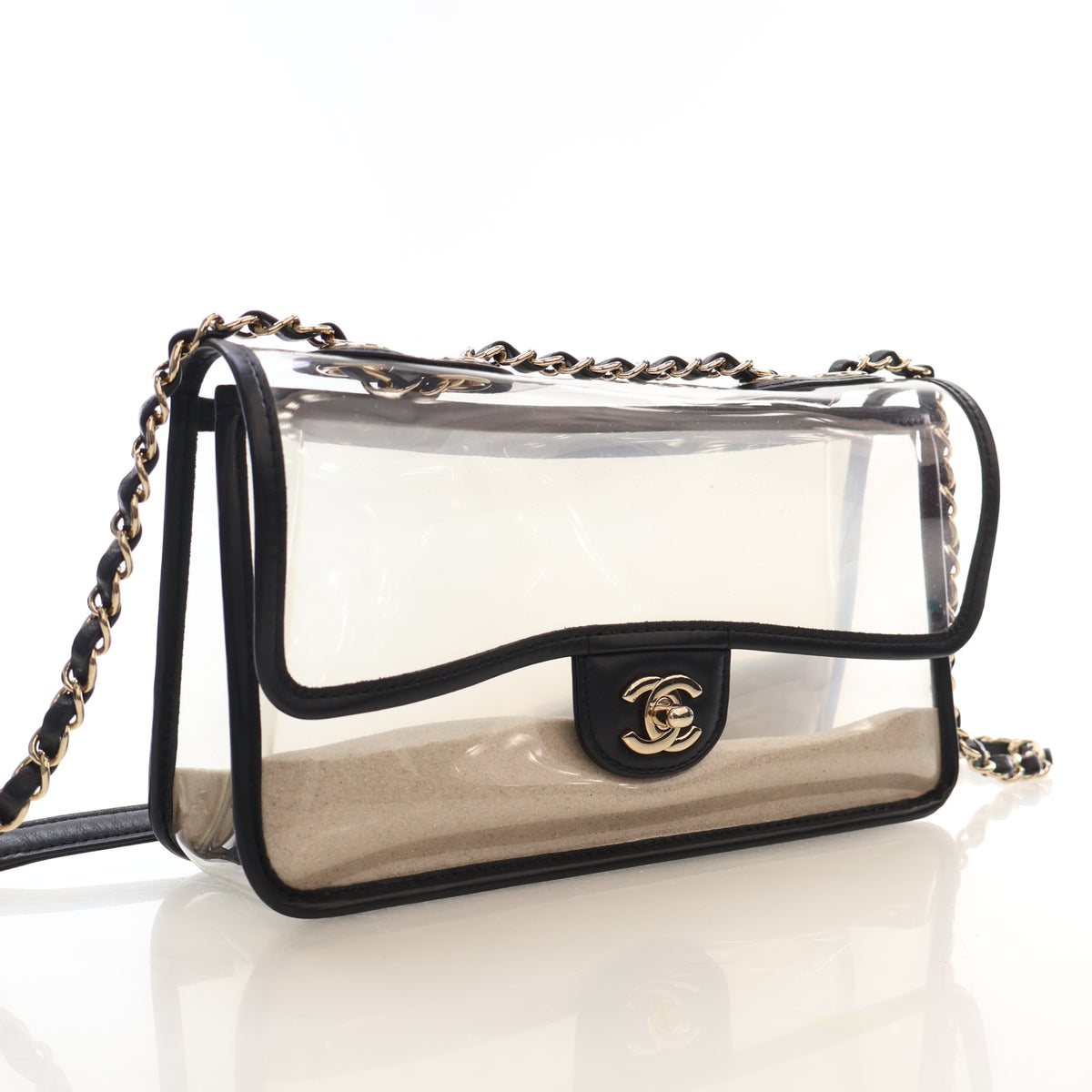 Pre-Owned Chanel Flap Bag Medium PVC Sand By The Sea, front view