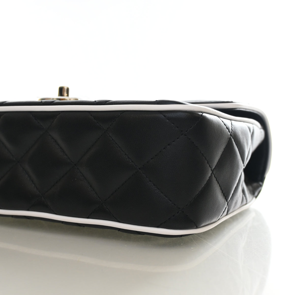 Pre-Owned Chanel Flap Bag Small Lambskin Resin CC, base and feet view, photo 8 of 17