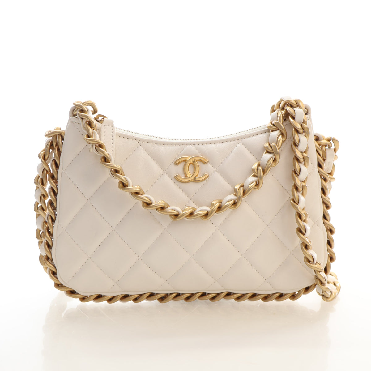 Pre-Owned Chanel Hobo Mini Lambskin Chain Around, three-quarter view, photo 1 of 16