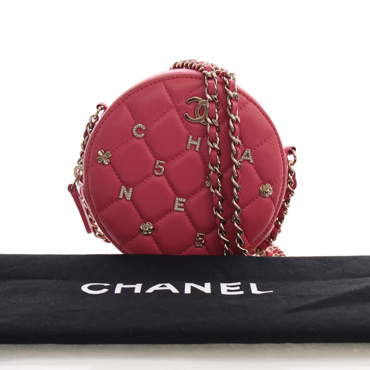 Pre-Owned Chanel Crossbody Bag Mini Lambskin Round, front view, photo 18 of 18