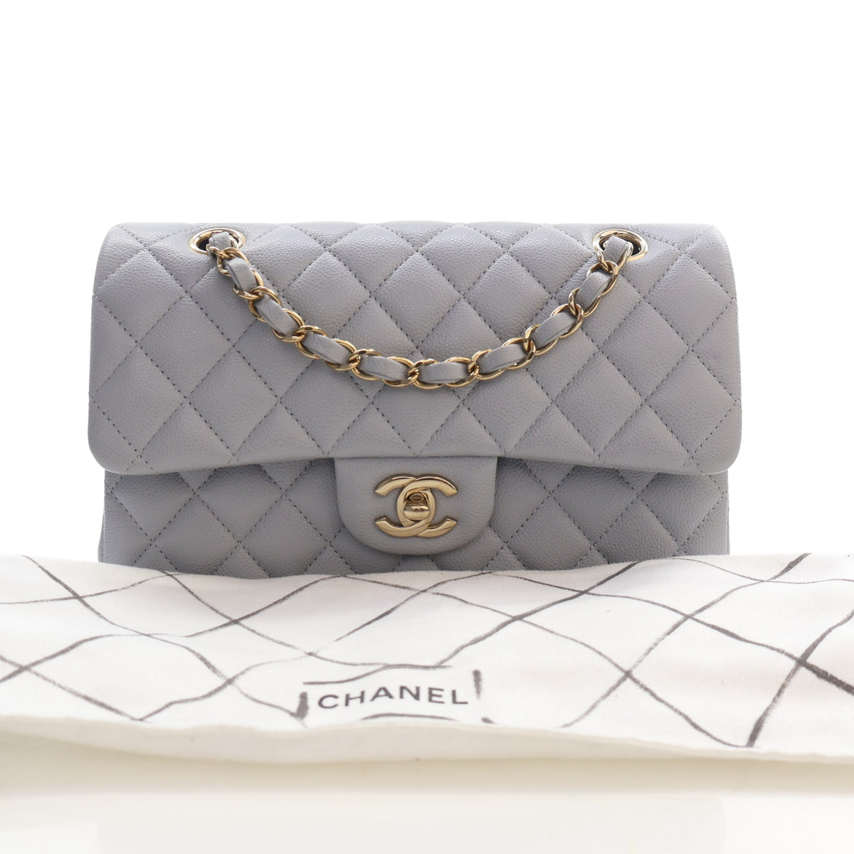 Pre-Owned Chanel Classic Double Flap Small Caviar Leather Bag, front view, photo 18 of 18