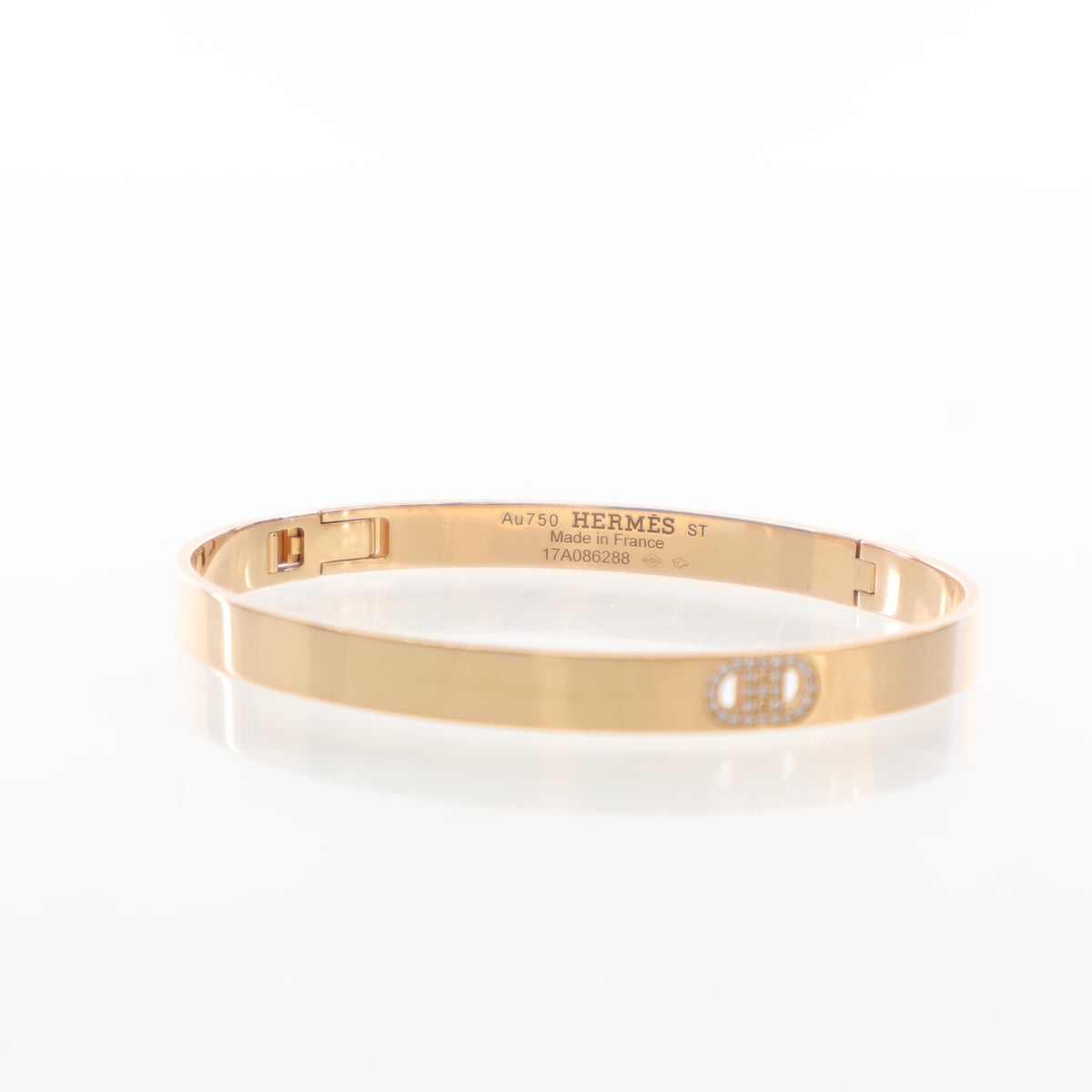 Hermes Small 18K Rose Gold Diamond H d'Ancre Bracelet, photo 8 of 10
