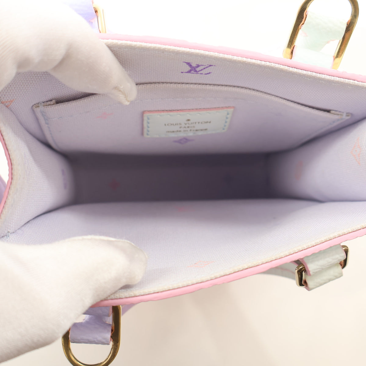 Pre-Owned Louis Vuitton Sac Plat Monogram Petit, open interior