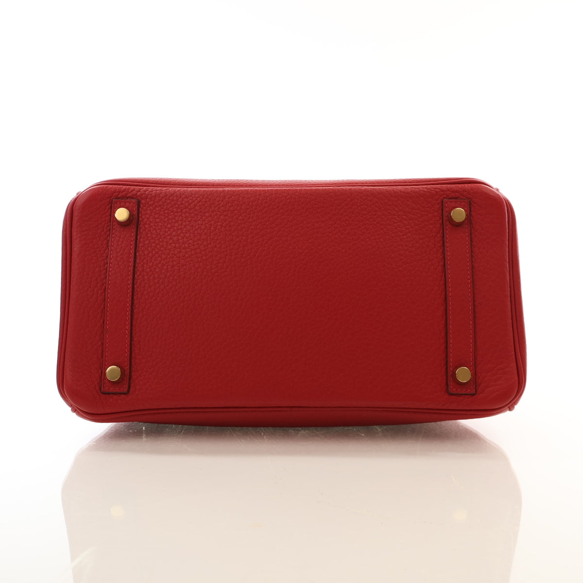 Pre-Owned Hermès Birkin 30 Rouge Casaque Clemence Leather, base and feet view, photo 9 of 18