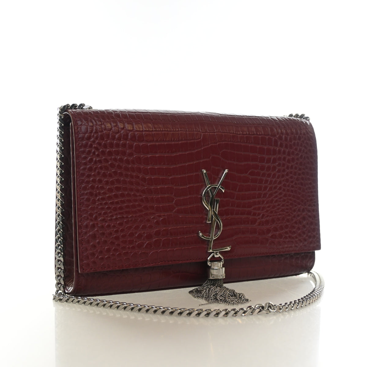 Saint Laurent Medium Crocodile Embossed Leather Kate Tassle Bag, photo 2 of 13