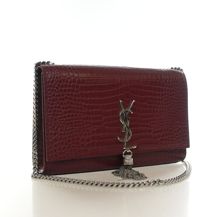 Saint Laurent Medium Crocodile Embossed Leather Kate Tassle Bag